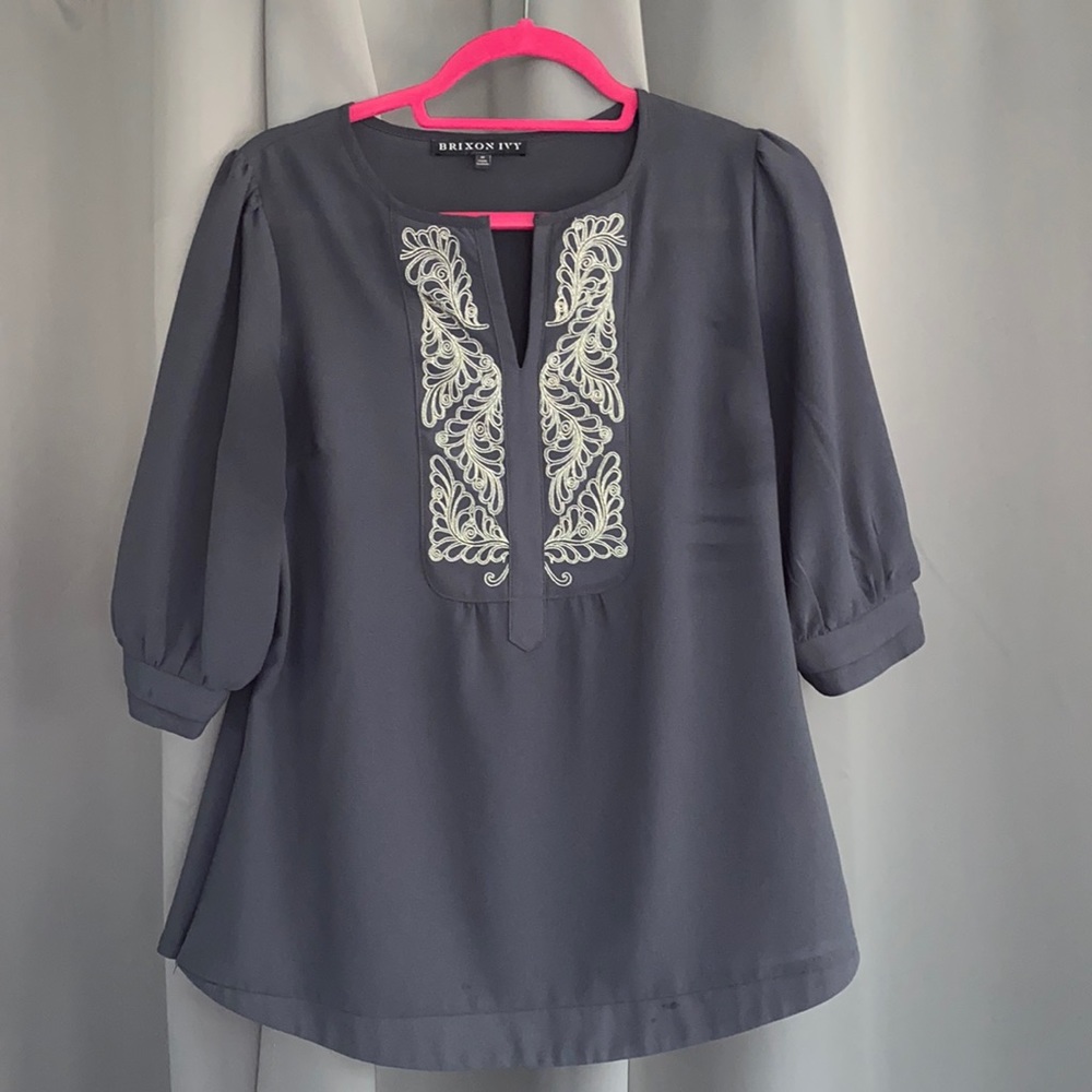 Gray Embroidered Tunic